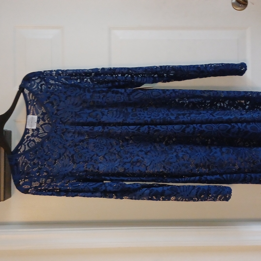 NWT Lace blue long sleeves  used as swim cover up for beach pool or dress